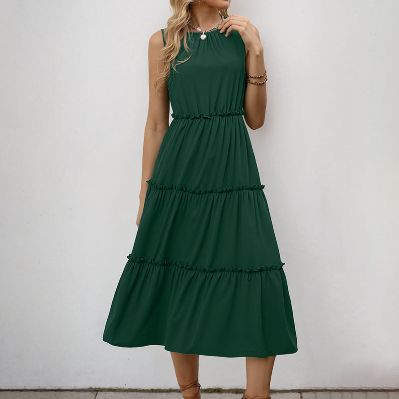 Lune London sleeveless ruffle midi dress for women