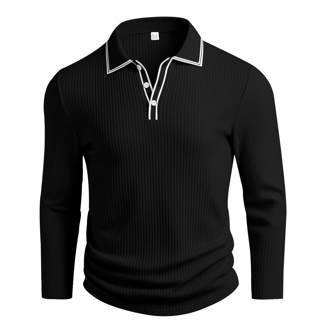 Men's Long Sleeve Polo Shirt with Textured Design Lune London