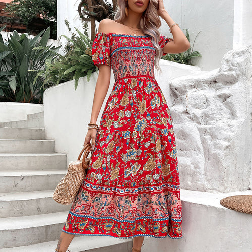Women Off-Shoulder Bohemian Maxi Dress Lune London