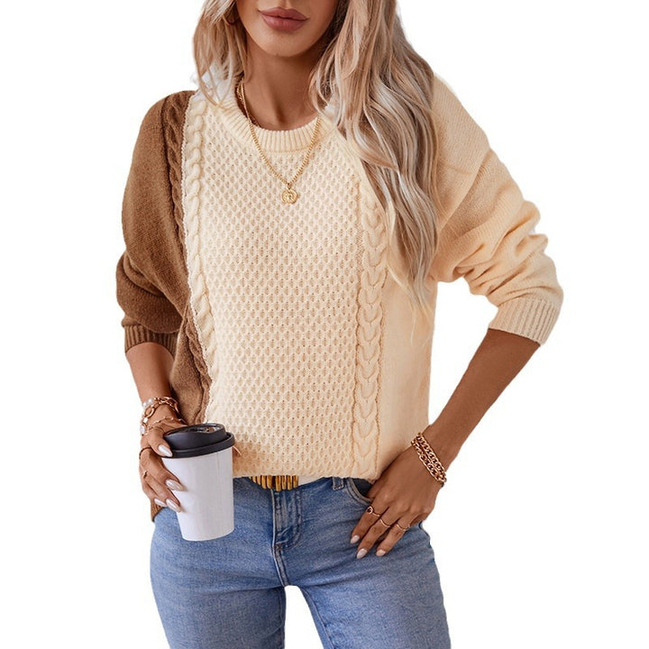 Trendy women's sweater with embossed pattern and innovative color block design Lune London