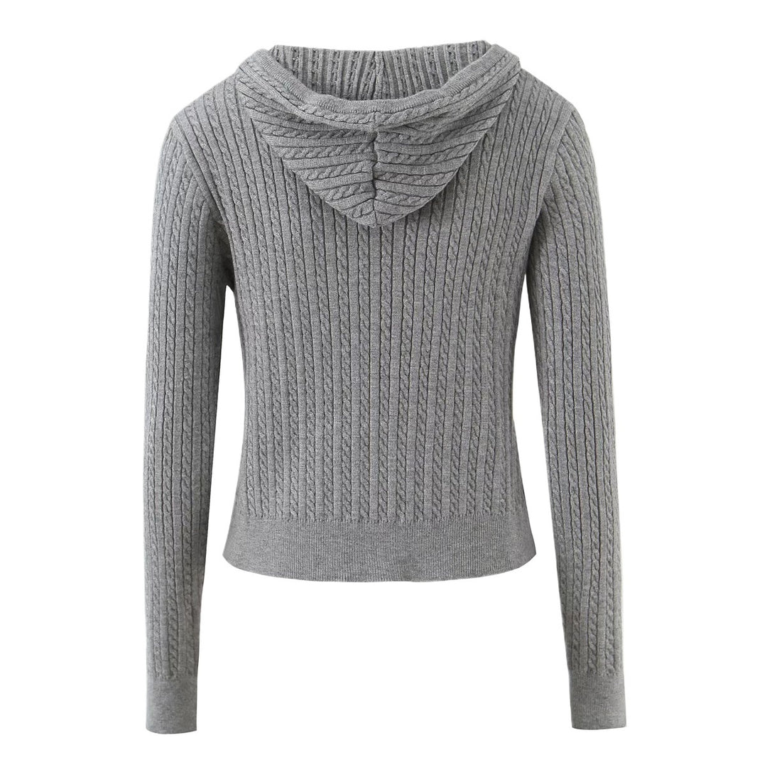 Ladies comfortable wool sweater with hood and zipper Lune London