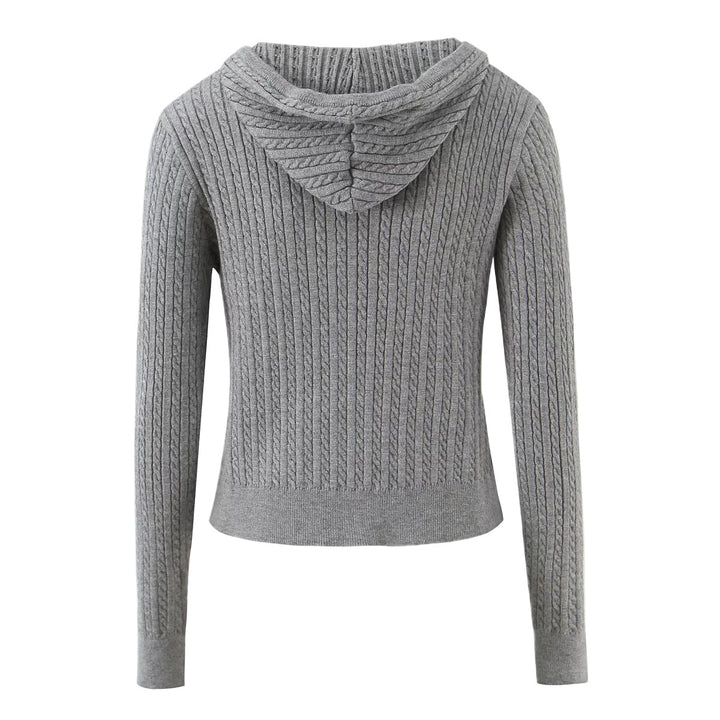 Ladies comfortable wool sweater with hood and zipper Lune London