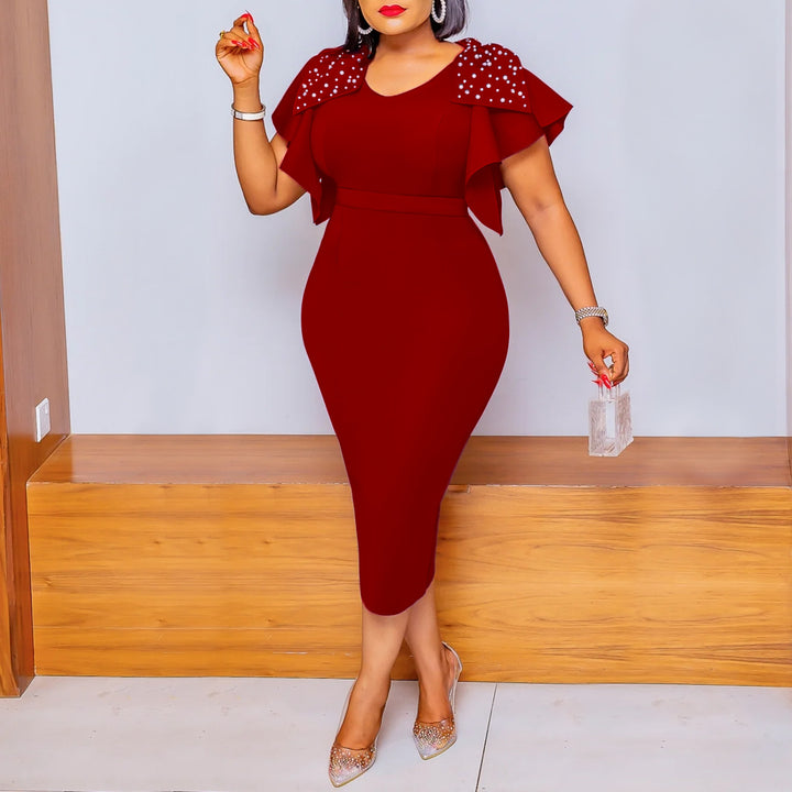 Fitted dress for women with floating ruffle sleeves Lune London
