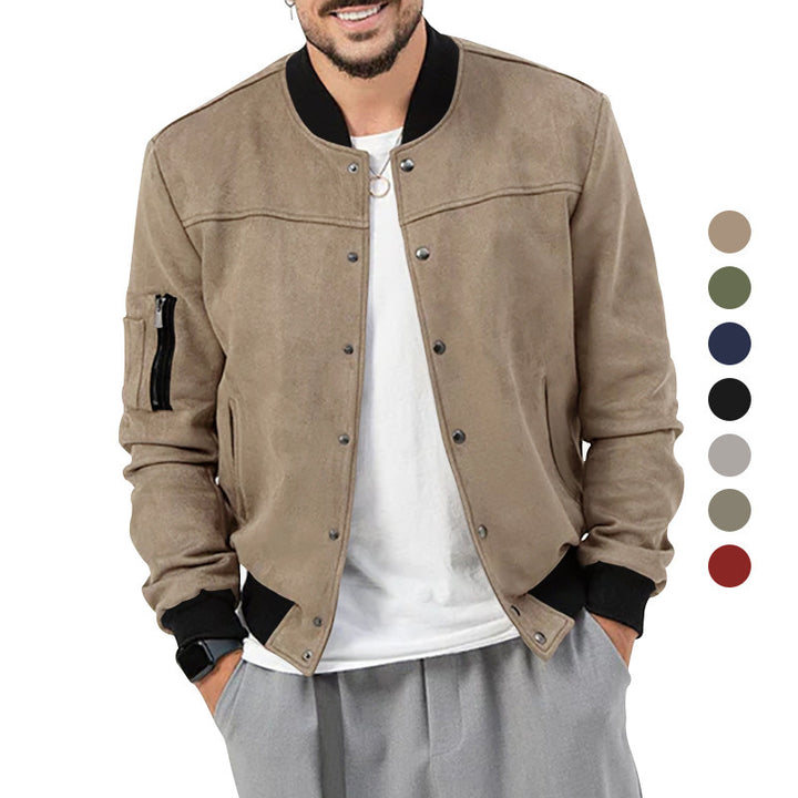 Trendy bomber jacket for men with practical zip pockets and elastic cuffs Lune London