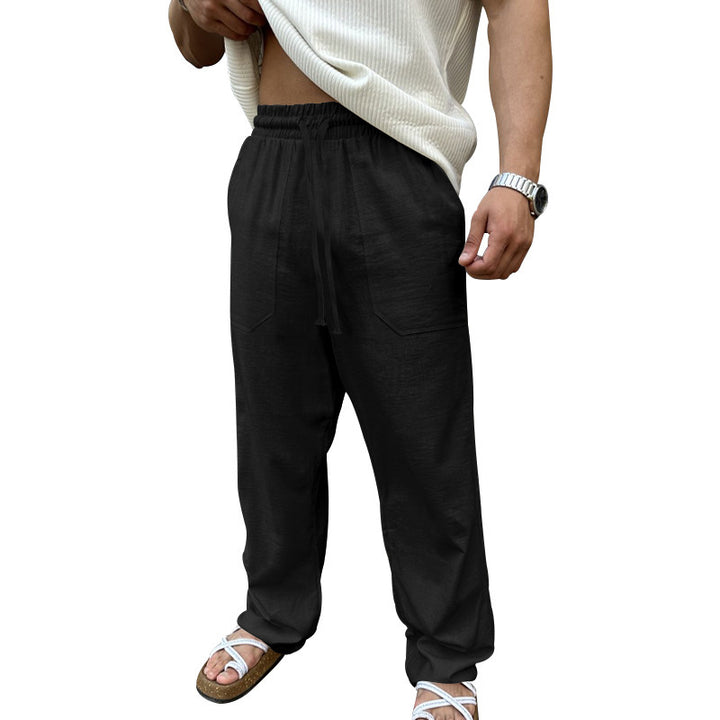 Men's casual linen pants with elastic waistband and practical side pockets Lune London