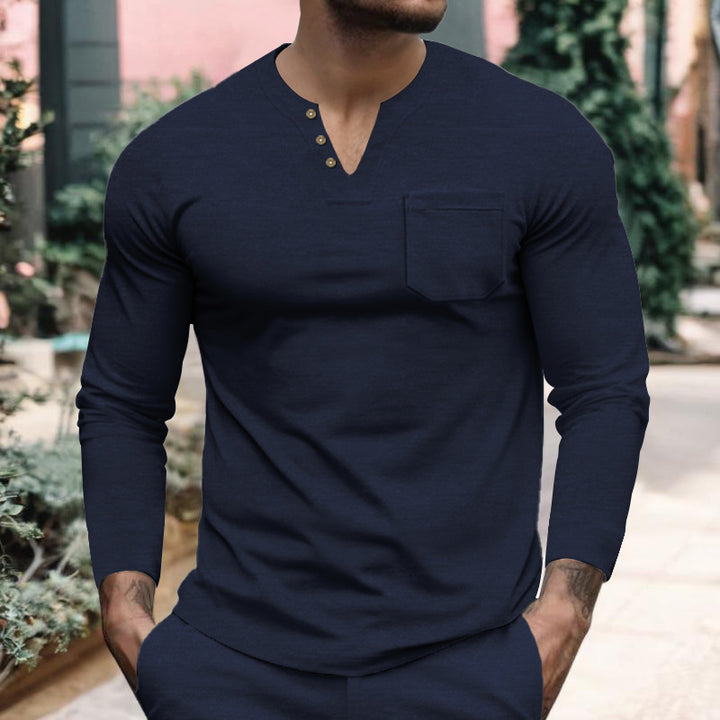 Men's long sleeve shirt with button placket and chest pocket Lune London