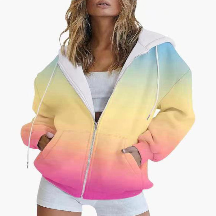 Ladies oversized hoodie with color gradient and practical pockets Lune London