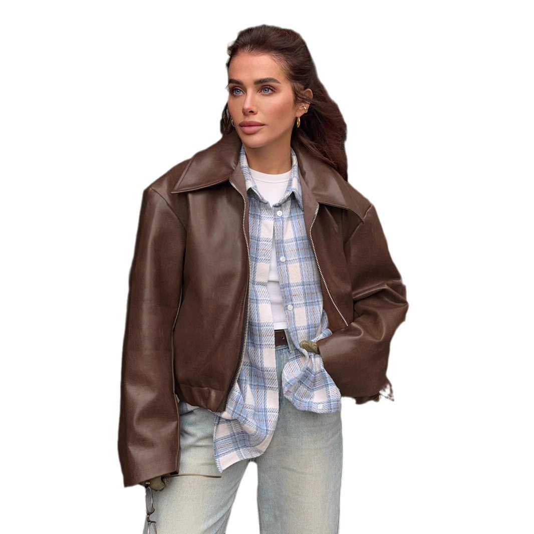 Leather jacket for women with oversized cut Lune London