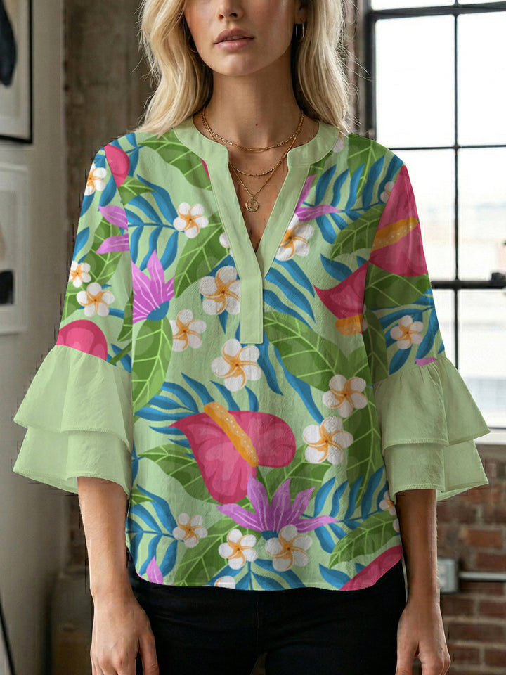 Women's flower creation with voluminous ruffled sleeves Lune London