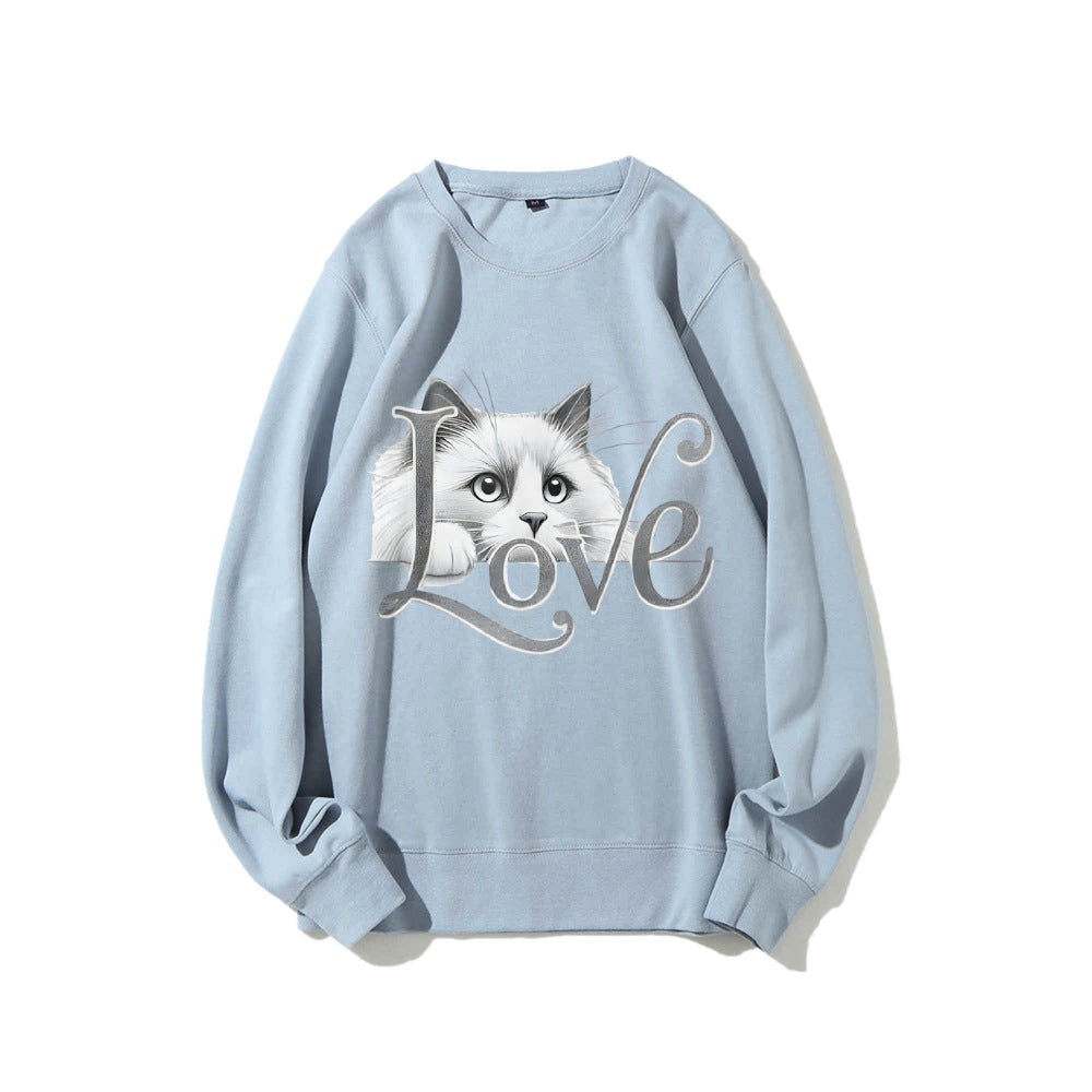 Sweat-shirt pour femmes avec un design de chat ludique et une coupe décontractée Chic & Stil
