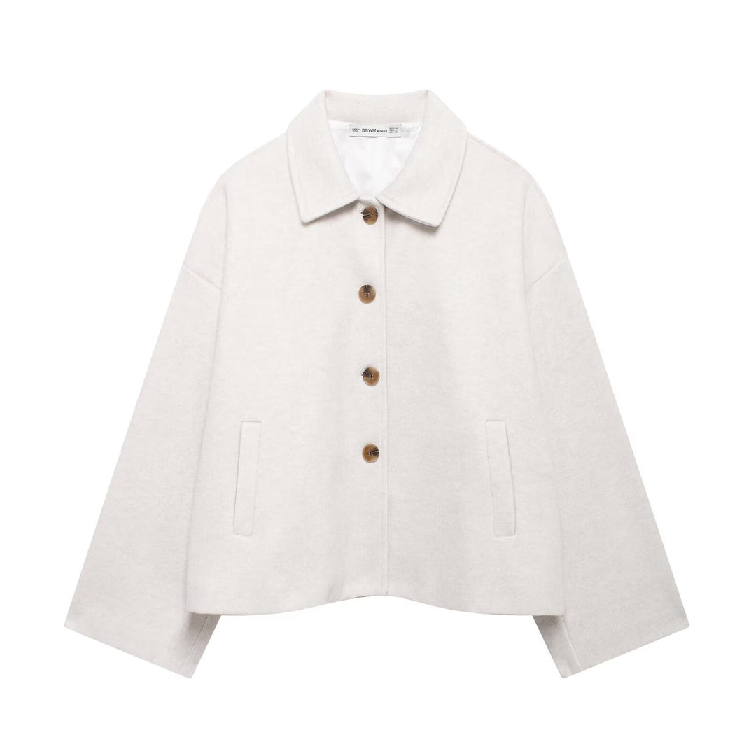 Chic jacket for ladies in soft fabric with button closure and pockets Lune London
