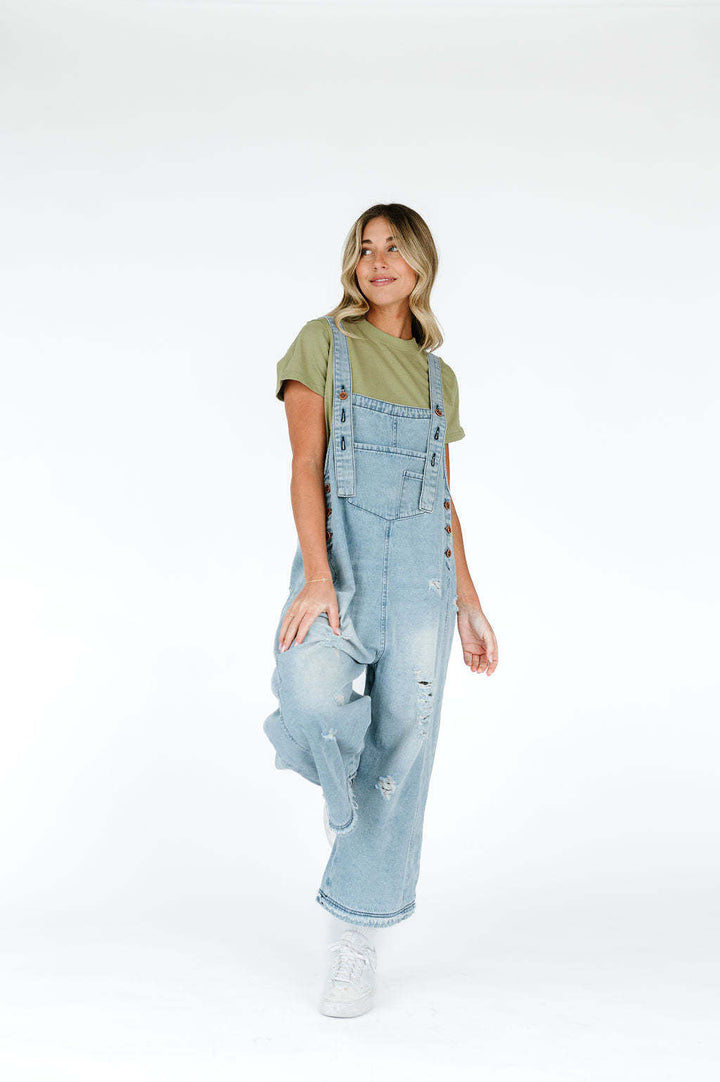Women's Overalls with Fashionable Destroyed Details and Wide Fit Lune London