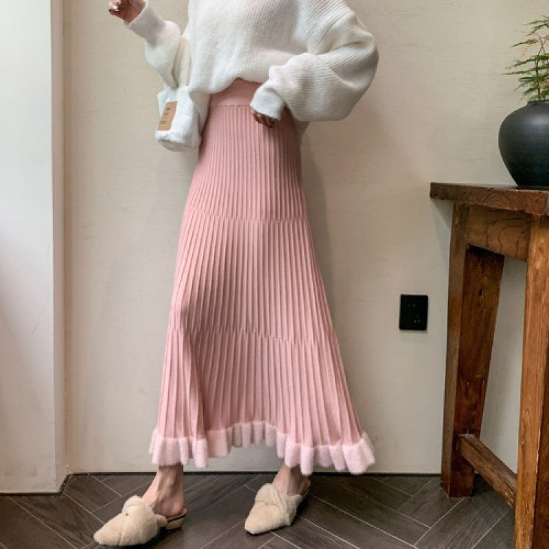 Jupe midi plissée pour femmes avec ourlet volumineux et ceinture élastique Chic & Stil