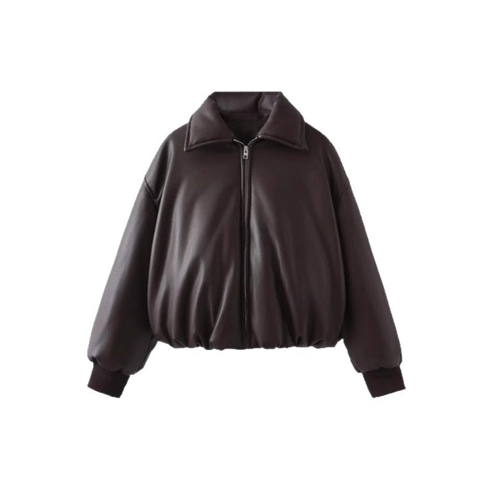 Boxy casual jacket for women in soft faux leather with elastic waistband Lune London