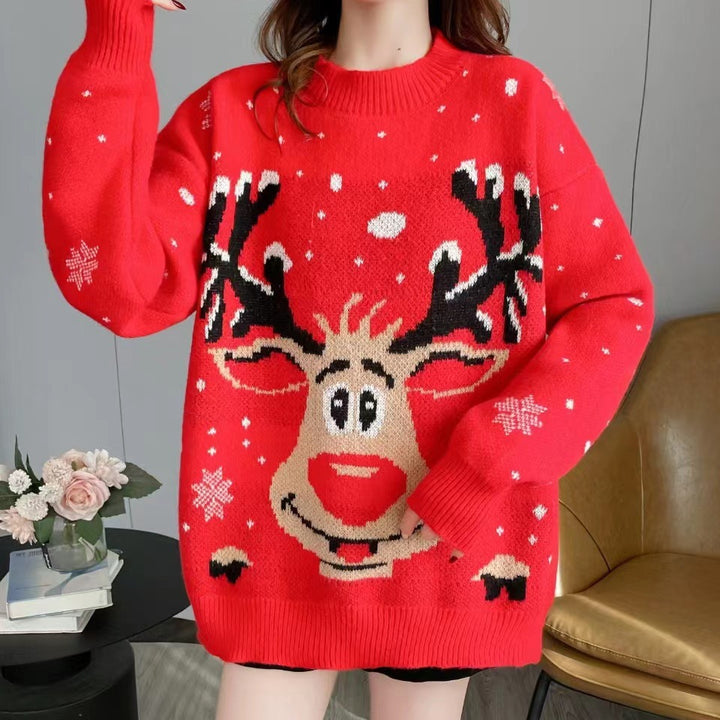 Christmas women's sweater with a unique reindeer pattern Lune London