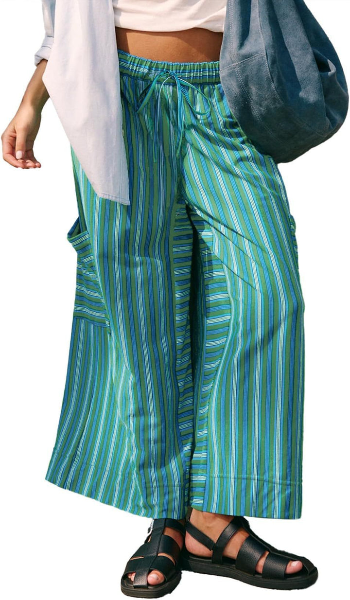Lune London Women's Striped Wide Pants