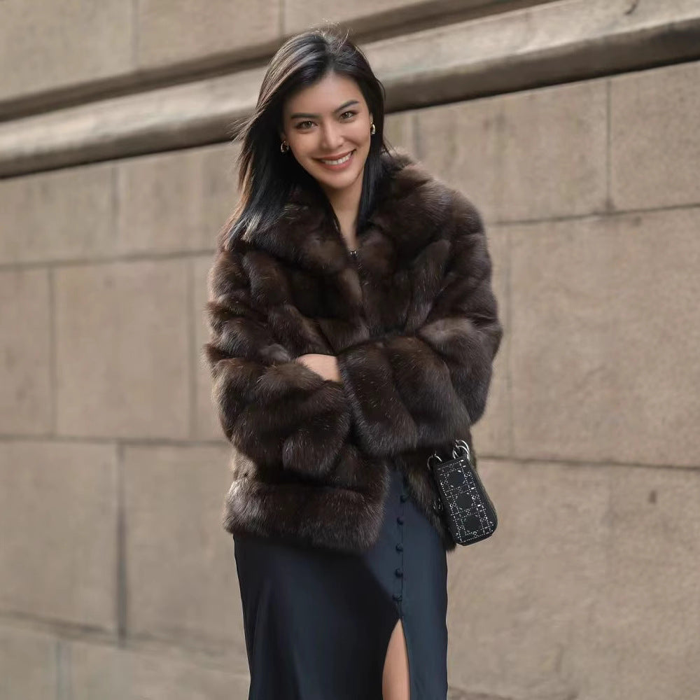 Luxury faux fur jacket for women with chic and stylish design