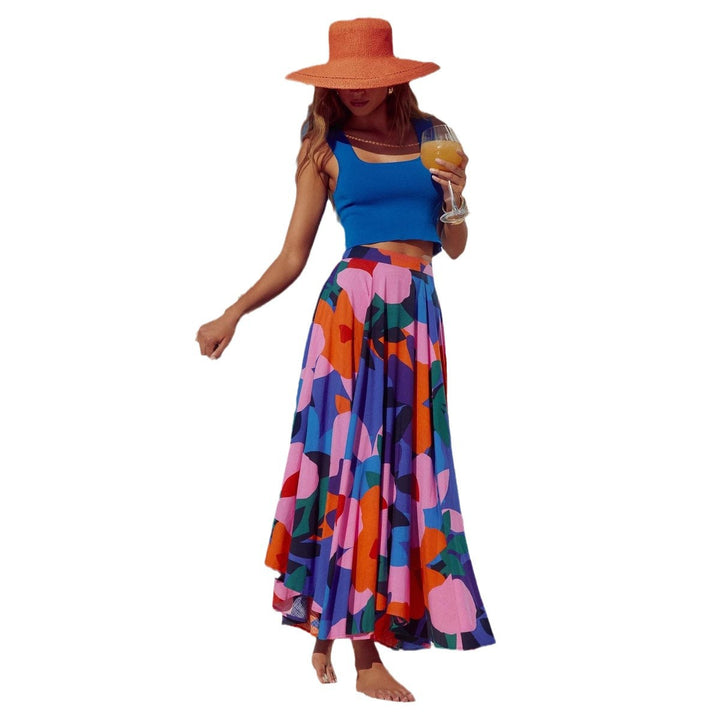 Maxi skirt for women with a colorful and textured design and a loose fit Lune London