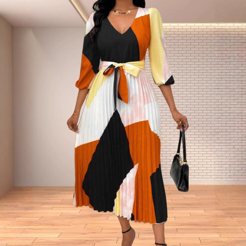 Women pleated skirt cut color midi dress Lune London