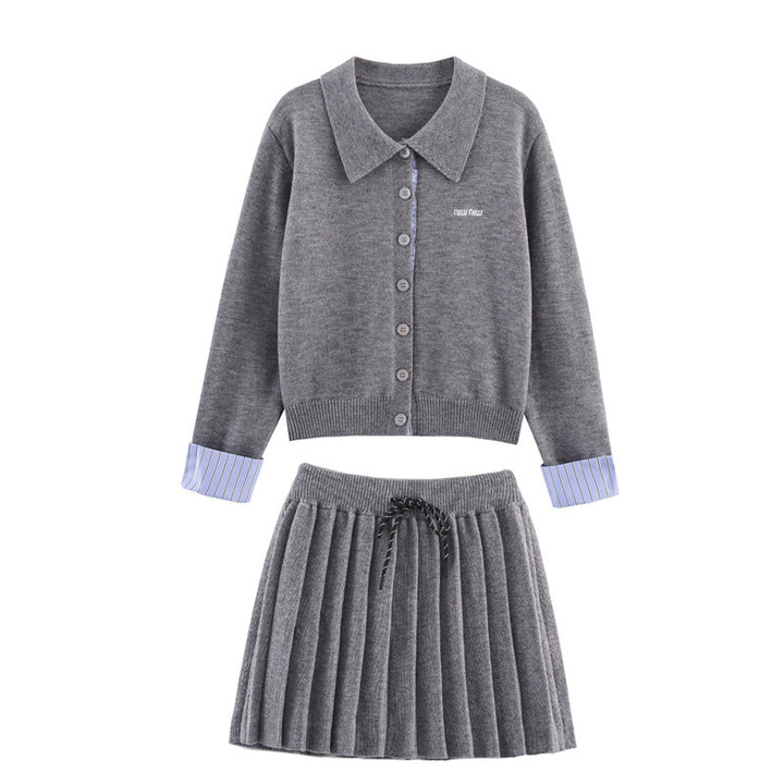 Women's set consisting of a cardigan and a skirt with an elegant pleated look Lune London
