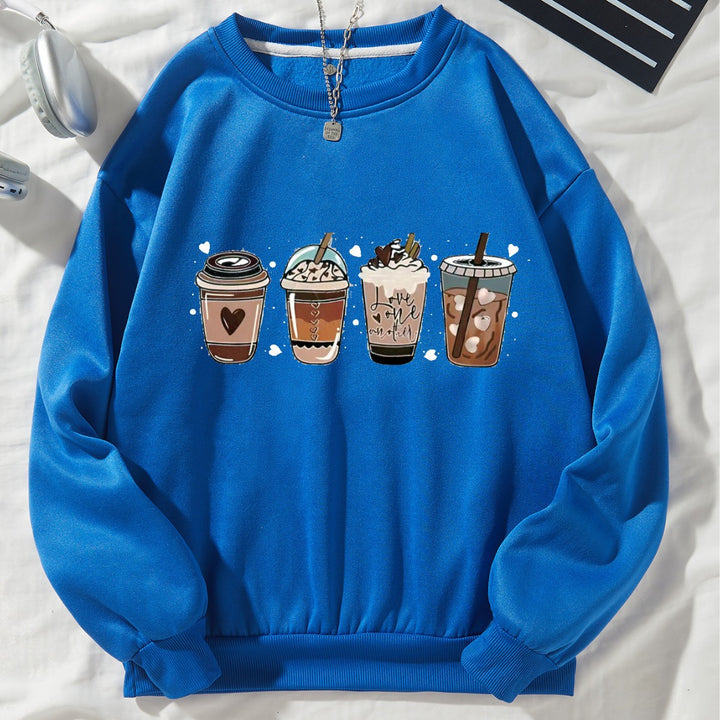 Women's Cozy Sweatshirt with Coffee Motif Chic & Stil