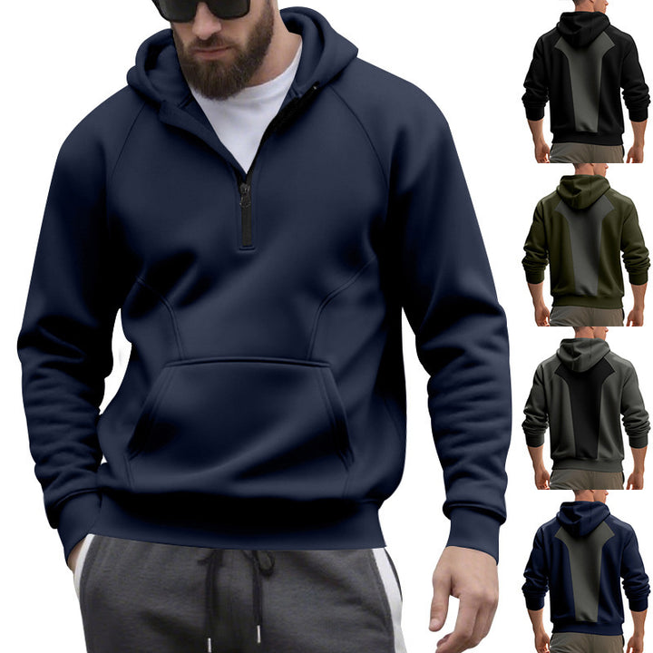 Men's sporty hoodie with short zip opening and kangaroo pocket Lune London