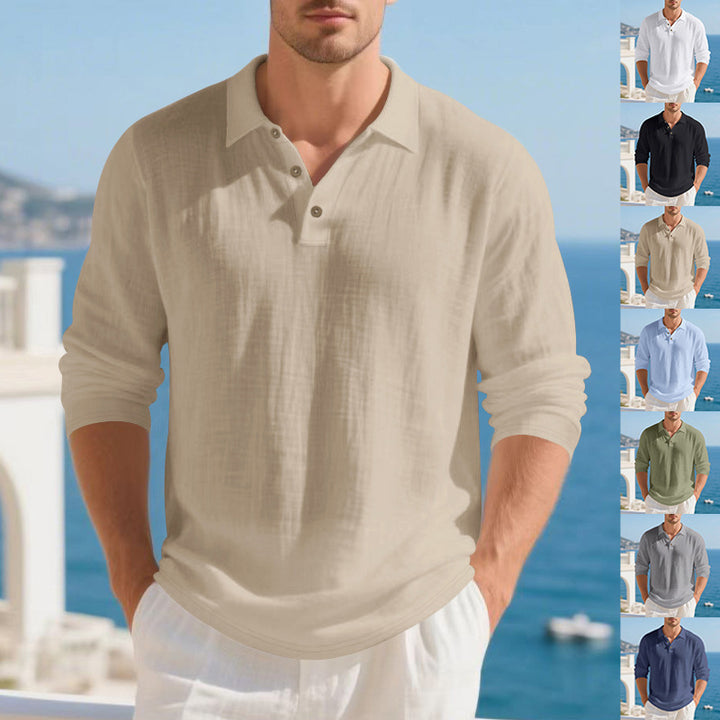 Men's long sleeve polo with structured design and trendy buttons Lune London