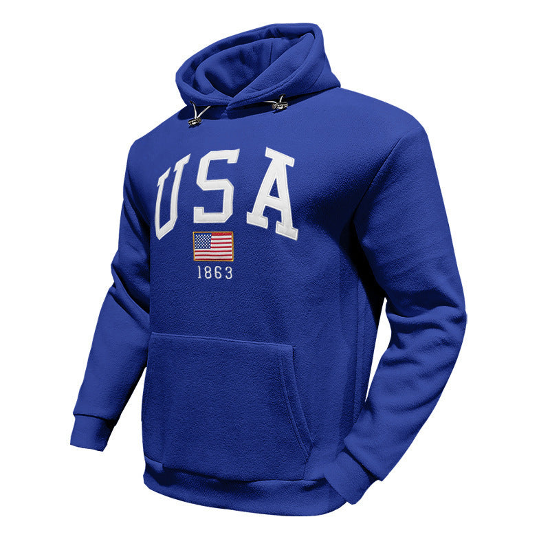 Men's hoodie with USA print and comfortable kangaroo pocket Lune London