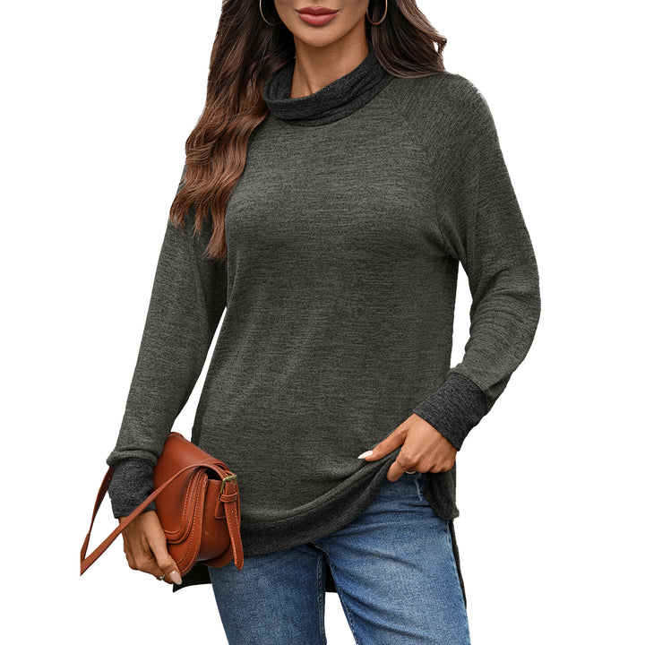 Casual sweater for women with high collar and side slits Lune London