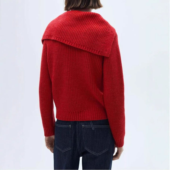 Ladies cardigan with oversized collar and button closure Lune London