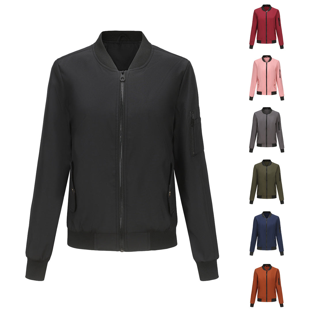 Modest bomber jacket for women with practical zip pockets and a sporty collar Lune London
