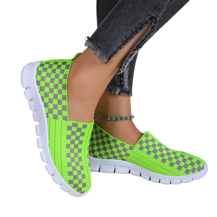 Women's slip-on sports shoes with a modern checkered pattern and a non-slip sole Lune London