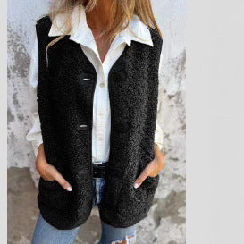 Casual knitted vest for women with button details and practical pockets Lune London