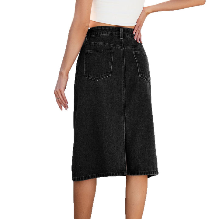 Asymmetrical high-waisted denim midi skirt for women Lune London
