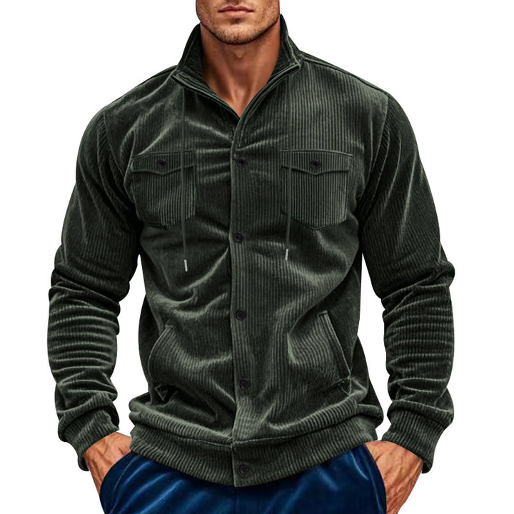 Textured corduroy utility shirt for men with practical chest pockets Lune London
