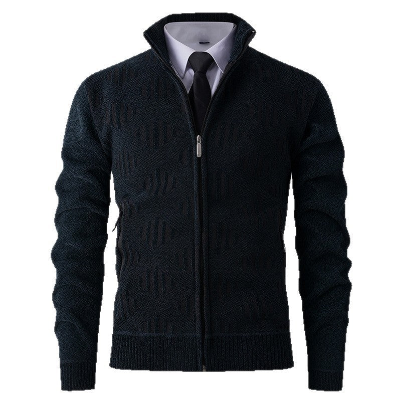 Elegant knitted jacket for men with structured design and high collar Lune London