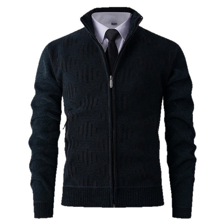 Elegant knitted jacket for men with structured design and high collar Lune London