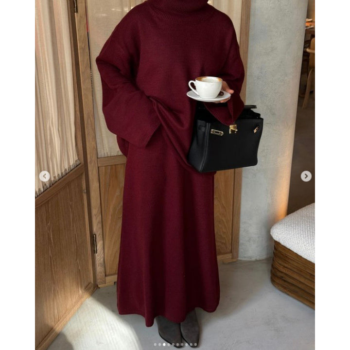 Knit dress for women with high neck and loose silhouette Lune London