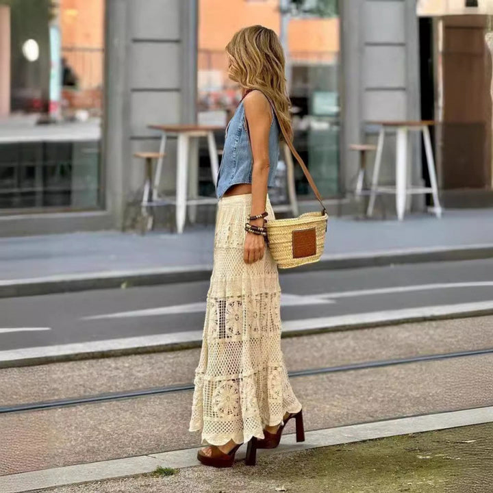 Bohemian crochet maxi skirt for women Lune London