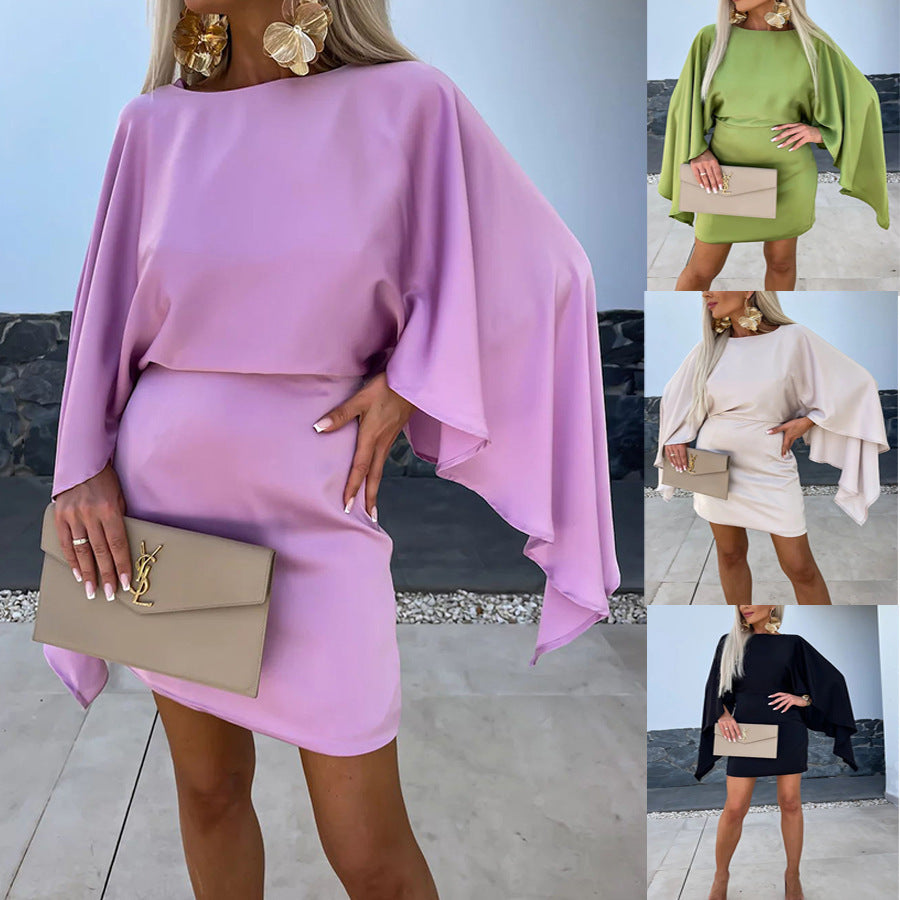 Elegant mini dress for women with a fluid cut and statement sleeves Lune London