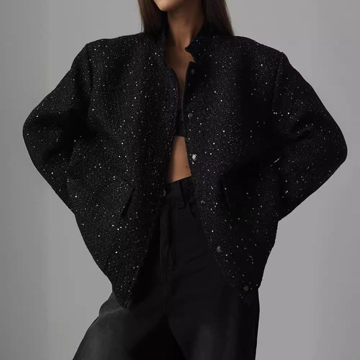 Ladies glamorous sparkling jacket with oversized fit and trendy pockets Lune London