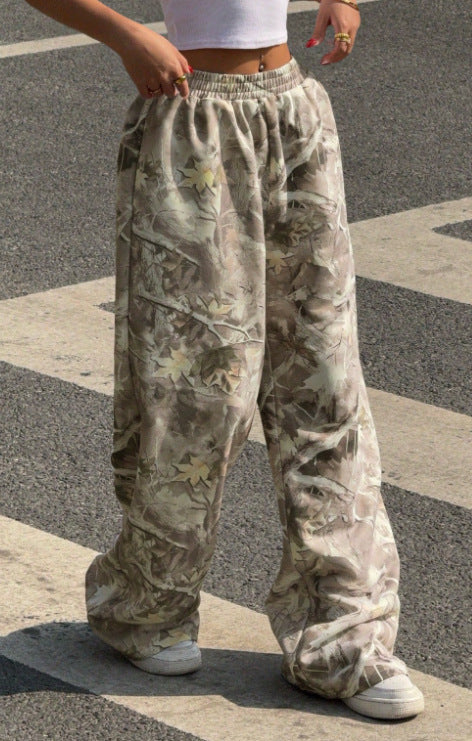 Women Wide Printed Pants with Elastic Waist Lune London