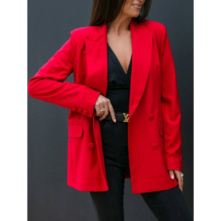 Dames élégant blazer surdimensionné avec fermeture à double boutonnage et finition soyeuse Chic & Stil
