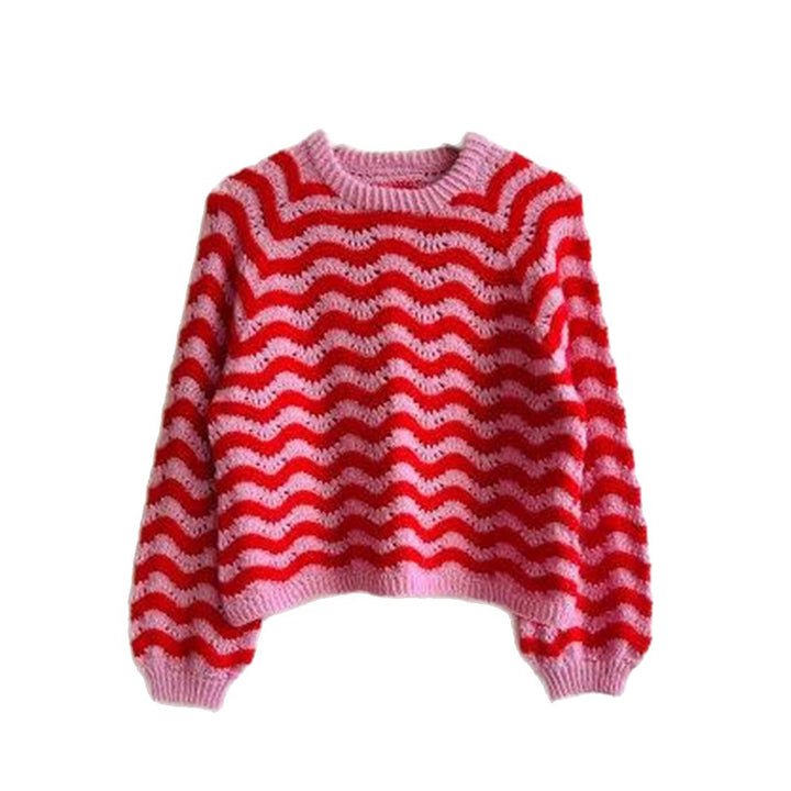 Knitted sweater for women with wavy pattern and generous cut Lune London