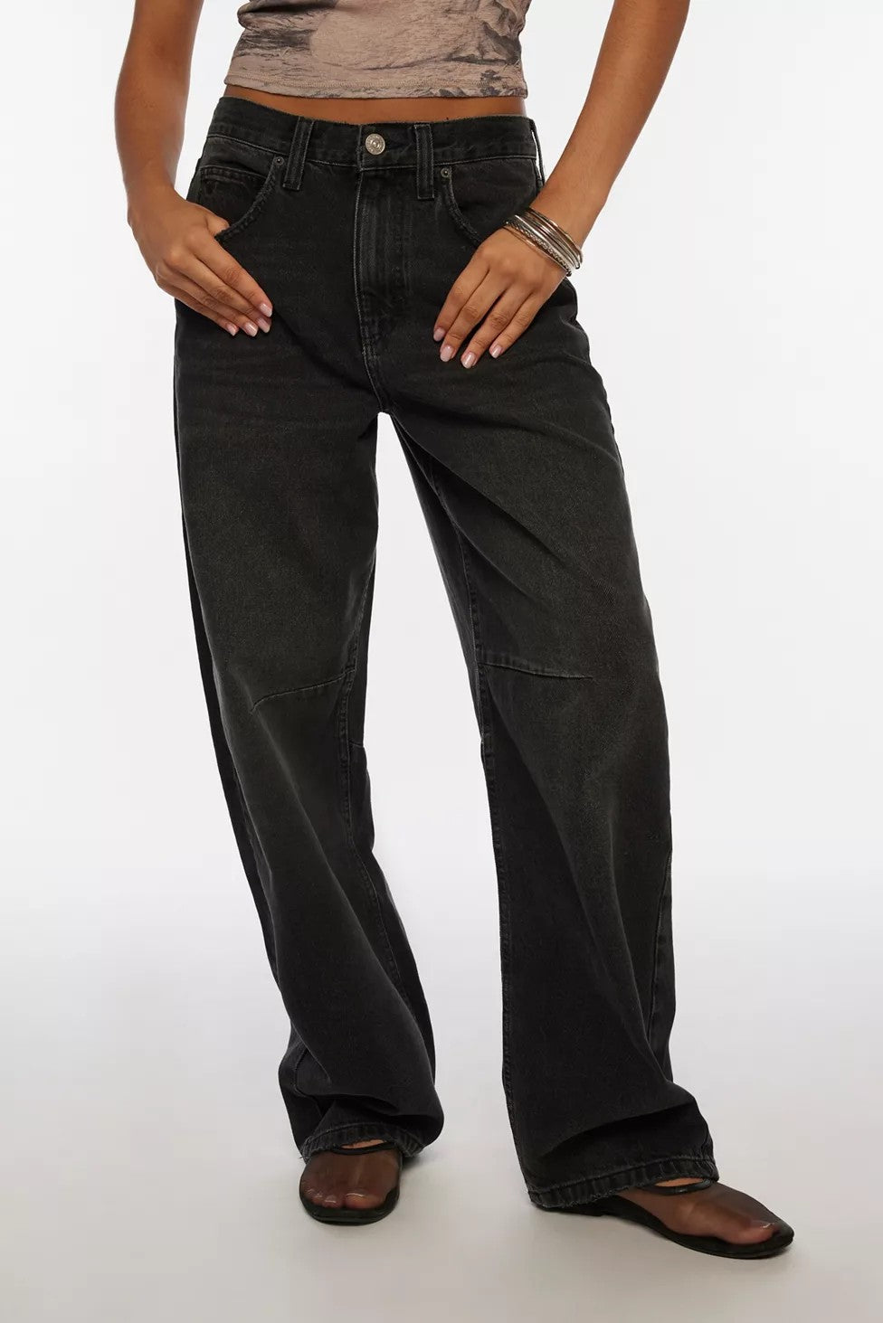 Women's casual wide jeans with high-cut waistband and side pockets Lune London