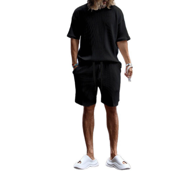 Casual short-sleeve set for men in textured fabric Lune London