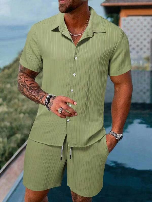 Short sleeve striped shirt for men Set Lune London