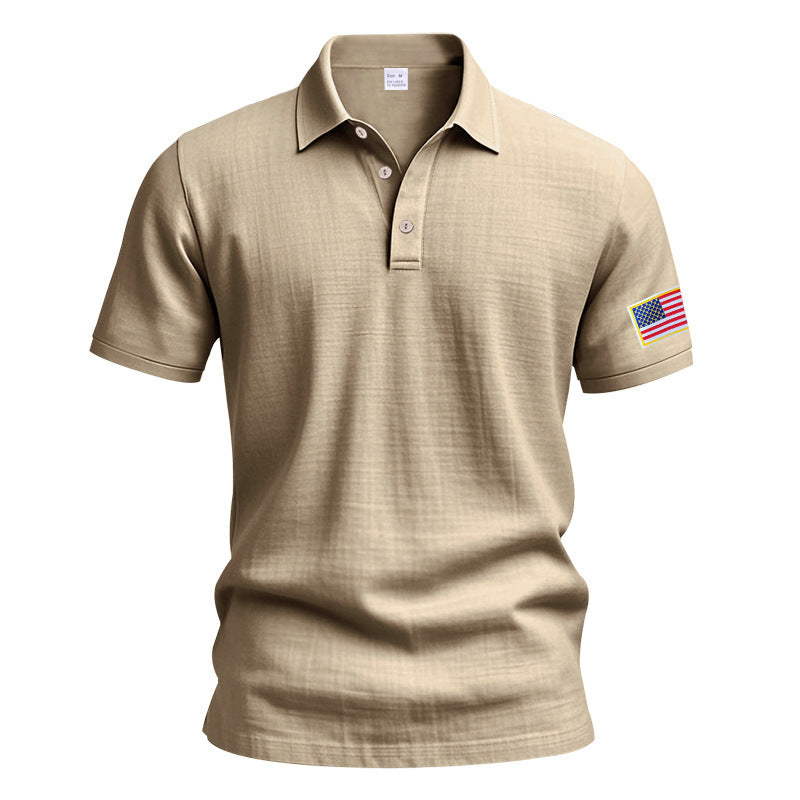 Men's sporty polo with American flag pattern and moisture-wicking technology Lune London