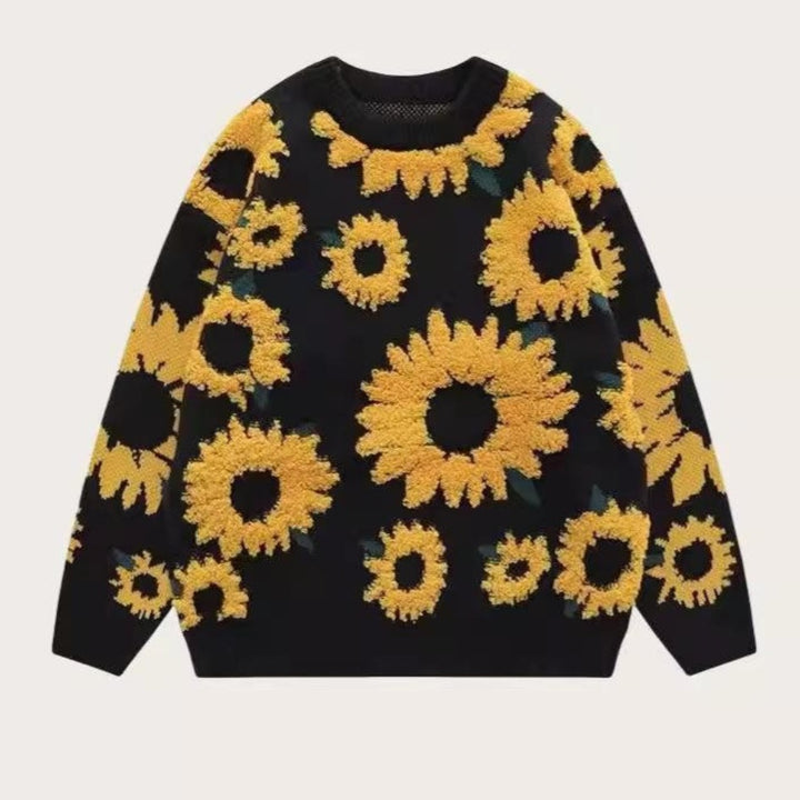 Thick knit pullover for ladies with floral appliqués Lune London