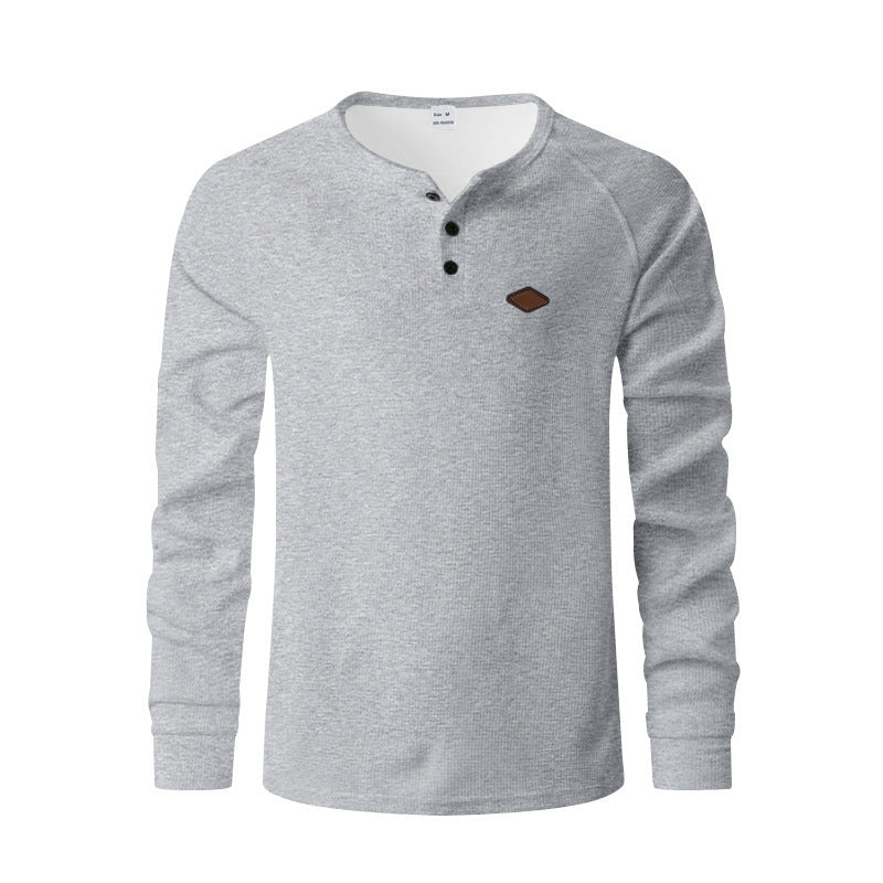 Men's long sleeve t-shirt with button placket and cotton blend Lune London